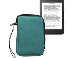 kwmobile universele e-reader hoes geschikt voor 6" eReader hoesje - Stoffen cover voor eReader 17 x 12 x 2 cm - E reader sleeve met rits - In petrol