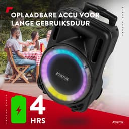 Speaker Bluetooth - Fenton FT10LED MK2 karaoke box met LED’s, accu en microfoon - Voor huisfeestjes — thumbnail 3