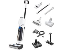 MEDION H30 harde vloerenreiniger met zuigfunctie (2in1, snoerloos, oplaadbare accu, vloerreiniger, borstelrol, aparte schoon- en vuilwatertank, zelfreinigende functie, LED-display, MD11935)