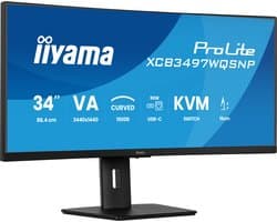 iiyama ProLite XCB3497WQSNP-B1 - 34 inch - WQHD - VA - USB-Hub (4x) - Verstelbaar - USB-C Dock - Curved