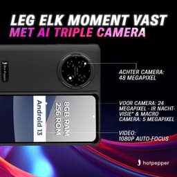 Hot Pepper KR10 Smartphone - Robuuste Mobiele Telefoon - 256 GB Geheugen - 8 GB RAM - 90 Hz - Octa-Core Processor - Waterdicht — thumbnail 5