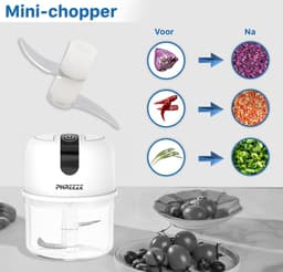 Mini Hakmolen Elektrisch - 250ML - Foodprocessor - Groentesnijder - USB Oplaadbaar - Portable Chopper - Blender - Keukenmachine - Draadloos — thumbnail 2
