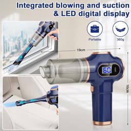 Draadloze kruimelstofzuiger 2-in-1, krachtige handstofzuiger en ventilator, mini-stofzuiger, draagbare stofzuiger met 3000 mAh — thumbnail 3