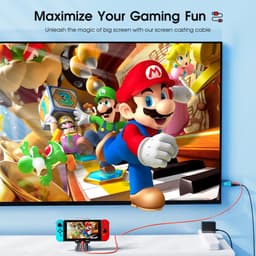 JINGDU USB type C naar HDMI-kabel voor Nintendo Switch/OLED, 3-in-1 High Speed 4K USB-C naar HDMI, ondersteunt TV/Steam Deck/laptop/pc, 2 m, rood en blauw — thumbnail 3