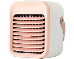 TechU™ Mini Airco – Desktop Luchtkoeler Koelventilator – 2000 mAh – 3 Snelheden – USB Airconditioner – Roze