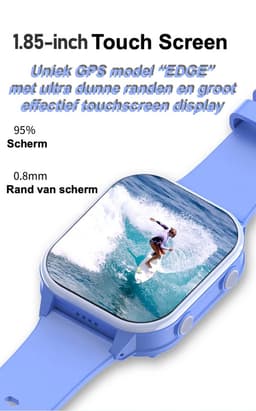 GPSHorlogeKids© - GPS horloge kind - smartwatch kinderen - WhatsApp - 4G videobellen - spatwaterdicht - SOS alarm - SMS - incl. SIM - Edge Zwart — thumbnail 2