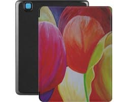 Lunso - Geschikt voor Kobo Aura H20 Edition 2 hoes (6.8 inch) - Vegan Saffiano Leren sleep cover - Tulpen - (niet voor de Kobo Aura edition 2)