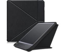 Hoes Geschikt voor Kobo Libra H2O - Luxe E-reader Trifold Case - Bescherm Hoesje Book Cover - Zwart