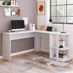 Bureau - Hoekbureau - Hoekbureau met opbergruimte - Hoek bureau - - 140 x 140x 75 cm (B x D x H)-game bureau -hoekbureau gaming - wit — thumbnail 5