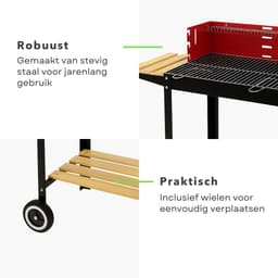Cheqo® Houtskoolbarbecue op Wielen - BBQ Verrijdbaar - Houtskool Barbecue - Staal - Mobiele BBQ voor Buiten - Ideaal voor Tuin en Camping — thumbnail 5