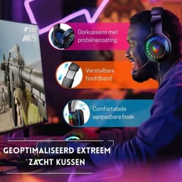 StayPowered Gaming Headset - Ultiem Geluid & Comfort - Noise Cancelling Microfoon - Surround Sound - Multi-platform Compatibel - Plug & Play - Ergonomisch Design - LED Verlichting - Zwart/Blauw - RGB-verlichting - Levering Sneller dan Aangegeven! — thumbnail 4
