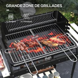 Houtskool BBQ Grill met Verstelbare Hoogte en Wielen - Ideaal voor Buiten — thumbnail 5