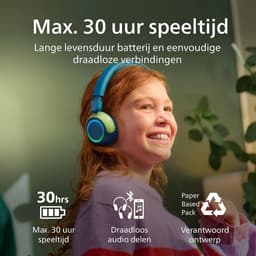 PHILIPS TAK4200CT 4200-serie On Ear draadloze opvouwbare hoofdtelefoon voor kinderen - 45 uur afspeeltijd, beperkt volume, Audio delen, laadkabel meegeleverd - Ambiant verlichting - Kristalgroen — thumbnail 7