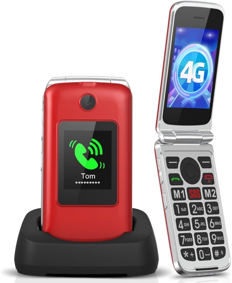 Senioren Mobiele Telefoon 4g - Senioren GSM - Rood — afbeelding 1