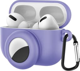 Hoesje geschikt voor AirPods pro en AirTag - Hoesje voor AirPods pro - Siliconen Beschermhoesje - Airpodshoesje - Geschikt voor Apple AirPods pro - Met plek voor AirTag - Lila - van CHPN — thumbnail 2