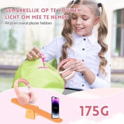 StayPowered Bluetooth Hoofdtelefoon voor Kinderen - Veilig en Kwalitatief Geluid - 85/94 dB Volumeregeling - 40 Uur Batterij - HD Microfoon - Opvouwbaar en Verstelbaar - Snelle Bluetooth 5.4 - Wit/Roze - Levering Sneller dan Aangegeven! — thumbnail 2