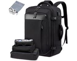 Vliegtuig handbagage rugzak reistas dames laptop computer rugzak heren rugzak dames reistas kleine bagage 4-delige set - zakelijke reistas 4-delige set geheel zwart