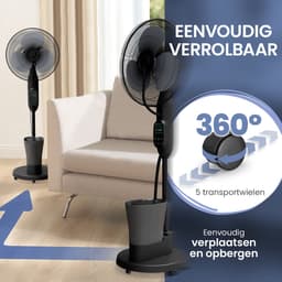 ELONEO Ventilator staand met Waternevel, Statiefventilator met Afstandsbediening en Mist, Water Fan, Zwart — thumbnail 2