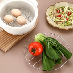 3x Ovenrooster - 23/25/28 CM - RVS Stoomrek - Oven Rek - Magnetron Rek - Ovenrooster - Ovenrek - Kookspullen - Stoommand - Steamer Basket - Magnetron Rooster Rond - voor Bakken, Koken, Braden - Kookgereedschap voor Air Fryer — thumbnail 2