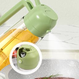 Olieverstuiver voor de keuken - Kook Olie Dispenser - 2-in-1 olijfolie dispenser fles voor de keuken - Glazen oliefles voor thuis - Oliever nevelaar van voeding skwaliteit voor airfryer, salade, frituren, grillen - Groen - 470 ml — thumbnail 4