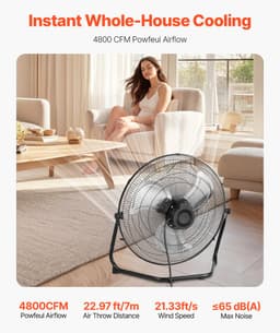 Vloerventilator Set 2 Stuks - Industriële Windmachine - Ø 50,8 cm - 3 Snelheden - 360° Kantelbaar - 4800 CFM Luchtstroom - Voor Sportschool, Garage, Thuis — thumbnail 4