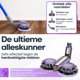Actueell® Elektrische vloerwisser D2 Geschikt voor Dyson V7 V8 V10 V11 V15 Steelstofzuiger – Mop Dweil Opzetstuk – Stofzuigermond – Vloermop – Nat & Droog – Inclusief 6 Dweil Pads – Materiaal ABS + Fiber – Paars — thumbnail 3