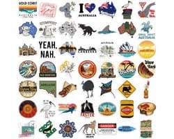 Winkrs - Stickers met Australisch Thema - 50 stuks - Reizen Australië - Stickers voor laptop/koffer/muur