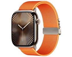 By Qubix - Geschikt voor Apple Watch bandje - Nylon bandje met Parachute sluiting - Oranje - Geschikt voor Apple Watch 38 mm / 40 mm / 41 mm / 42 mm - Smartwatch bandje - nylon - bandje iWatch