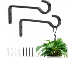 15,2 cm 2-pack robuuste buitenplantenbakken voor hangmanden: ijzeren hangers met metalen haken, perfect voor buitenplanten en hangende lantaarns of vogelvoederbakken