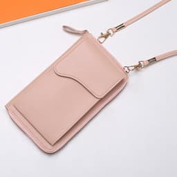 Coverzs Telefoontasje leer met portemonnee geschikt voor alle Telefoons - Universeel - Schoudertas - Damestas - Telefoontas (roze) — thumbnail 4