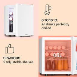 Klarstein Drankkoeler Happy Hour 45 Mini-koelkast - Minibar - Drankenkoelkast - 45 Liter - 26 dB - Wit - voor Bar - Stil - voor Kantoor - Compact - Drankkoelkast Drankenkoeler Beverage Cooler Flessenkoelkast - Hotelkoelkast — thumbnail 9
