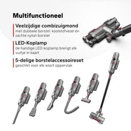 Puppyoo T12 Mate Steelstofzuiger met Dubbele Borstelkop - Handstofzuiger - Zilver — thumbnail 5