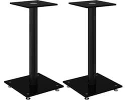 vidaXL - Luidsprekerstandaards - 2 - st - 1 - pijler - gehard - glas - zwart