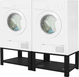 Wasmachine verhoger, Wasmachine Onderstel Dubbele 63x54x32 cm met legplank in zwart ML design — thumbnail 5