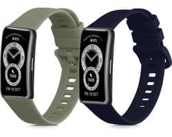 kwmobile 2x horlogebandjes geschikt voor Huawei Band 10 / 9 / 8 bandje - Smartwatch bandjes van TPU - Activity tracker horloge band in donkerblauw / pastelgroen