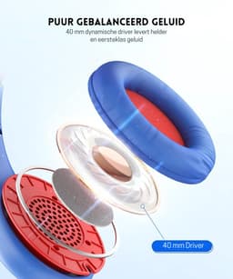 Intelectro Koptelefoon voor Kinderen - Veiligheid en Plezier in Eén! - Hoogwaardige Stereogeluid - Comfortabele Draagervaring - HD Microfoon - Volumeregeling - Brede Compatibiliteit en Audio Delen - Blauw/Rood - Levering Sneller dan Aangegeven! — thumbnail 3