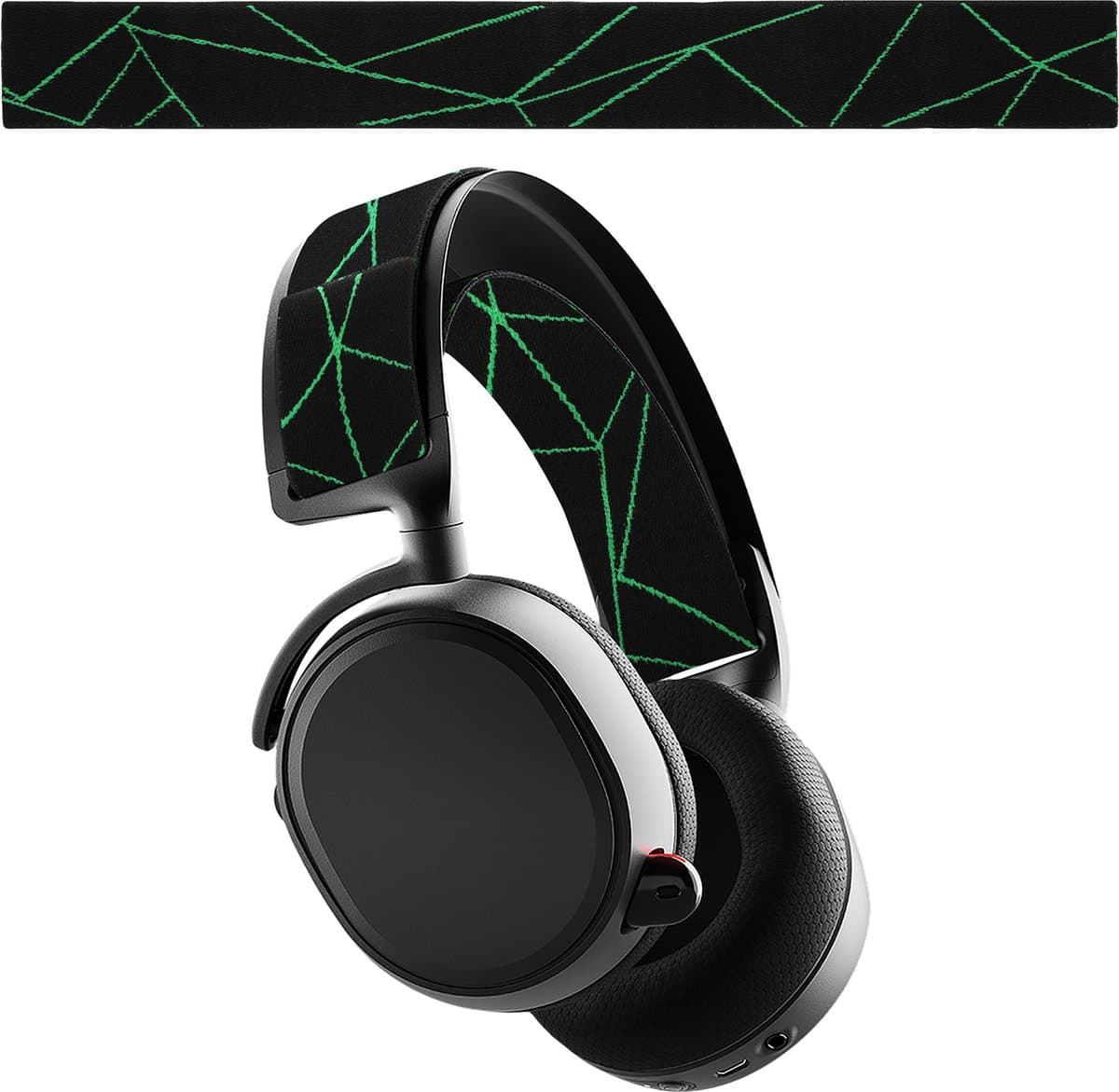 kwmobile vervangende koptelefoonband voor SteelSeries Arctis 7 / Arctis 9 / Arctis 9X / Arctis PRO koptelefoon band - Nylon zachte hoofdband voor hoofdtelefoon in zwart / neon groen — afbeelding 1