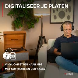 Platenspeler op poten - Audizio Fremont - Retro platenspeler met meubel - Met Bluetooth - Houtlook — thumbnail 5