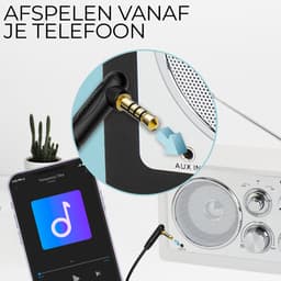 Denver Draagbare FM Radio - Retro - Werkt op batterijen of netstroom - Keukenradio - AM - FM - TR63 - Wit — thumbnail 4