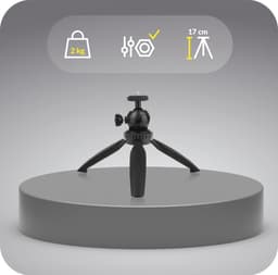 Overmax Tripod Stand Mini – Compact Verrijdbaar Statief – Tot 2 kg – 1/4” Schroefdraad – Inklapbaar tot 20 cm – Lichtgewicht & Duurzaam – Geschikt voor Projectoren, Camera’s en Meer – Verstelbare Beeldhoek – Voor Thuisbioscoop en Presentaties — thumbnail 2
