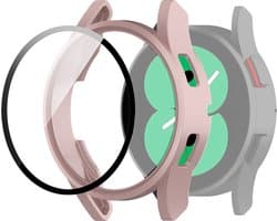 Watch case screenprotector - hoesje - gehard glas - geschikt voor Samsung Galaxy Watch FE (40 mm) - rosegoud