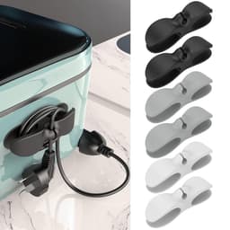 netsnoer organizer - Snoerorganizer voor keukenapparatuur, 6-Stuks Kabelhouder zelfklevend voor elektrische apparatenr, snoeroproller voor apparaten, snoerwikkelaar, lijm voor blender, airfryer, keukengadgets (wit, grijs, zwart) — thumbnail 1