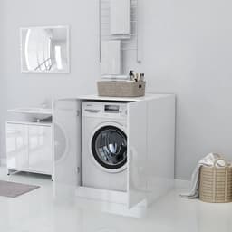 Wasmachine ombouw - Kast - Opbouwmeubel - Verhoger - Wasmachine meubel - Opbergkast - Hout - Wit — thumbnail 4