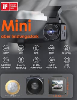1080P Mini Dash Cam met WiFi en Draadloze GPS - Auto Camera met Nachtzicht & Parkeerbewaking — thumbnail 3