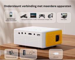 Mini Beamer Smartphone - Projector - Bluetooth - Sets - Beamers - Projectieschermen – Beamerscherm – Home Theater - Inclusief HDMI & USB – Full HD 1080p — thumbnail 3