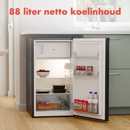 KitchenBrothers Koelkast - 88L Koelvak - 14L Vriesvak - Koelvriescombinatie - IJskast - Frigo - Vrijstaand - Zwart — thumbnail 4