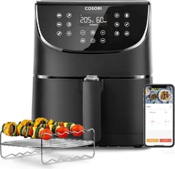 Cosori XL Airfryer - Heteluchtfriteuse 5.5 liter - Inclusief Spiezenrek en 5 Spiezen - met App Connectie – Zwart — thumbnail 10