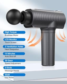 Massage Gun Diepe Weefsel Krachtige Percussie Spier Massage Gun Met 6 Massage Heads, 30 Snelheden — thumbnail 4