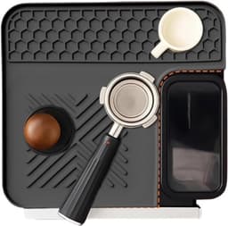 Mat voor koffiemachine - Pad voor espressomachine - Bescherming van het aanrecht - Antitrillingsontwerp - 23 x 23 cm - Zwart — thumbnail 1