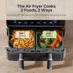 Heteluchtfriteuse, 1700 W, 8 liter, dubbele mand, touchscreen, 360° technologie, snel en gezond — thumbnail 5